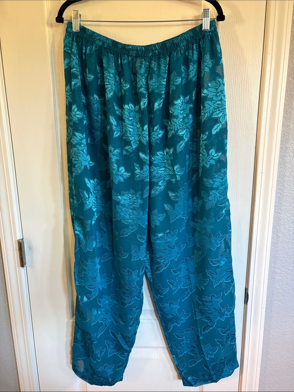 Victoria's Secret Gold Label Vintage blue floral jacquard sheer pajama pants.